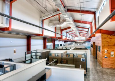 an office building with cubicles