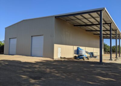 70 x 130 x 28 pre-engineered Butler metal building Huller dryer Gill Ranches Live Oak CA
